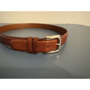 Mens Arden Leather Belt  95/38 Brown Silver Tone Brass Buckle Italian Leather
